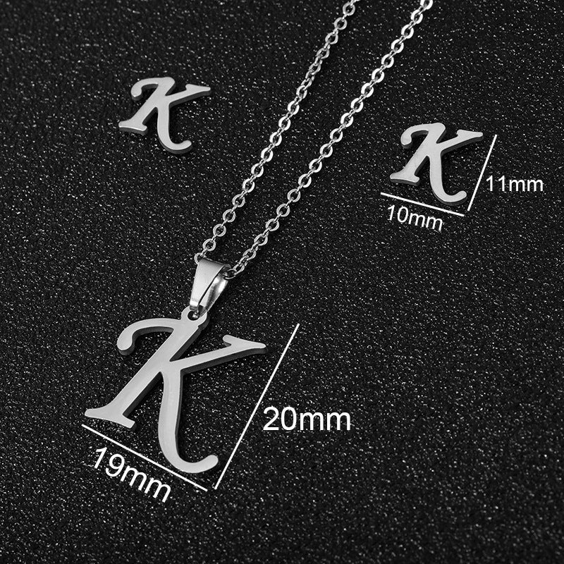 stainless steel alphabet necklaces