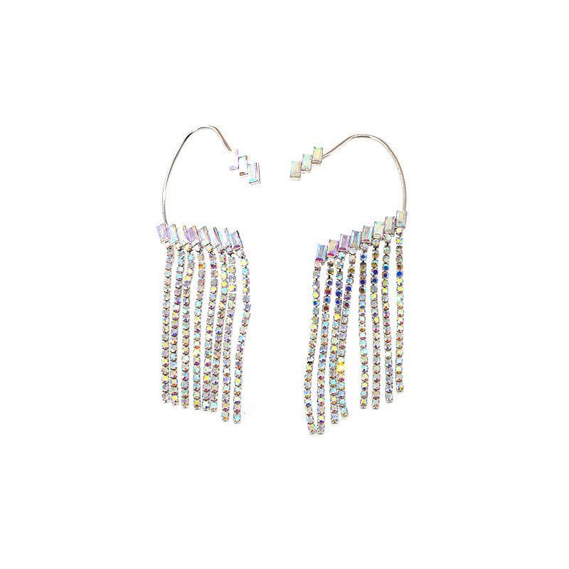 rhinestone tassel drop earrings