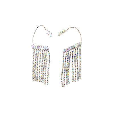 rhinestone tassel drop earrings