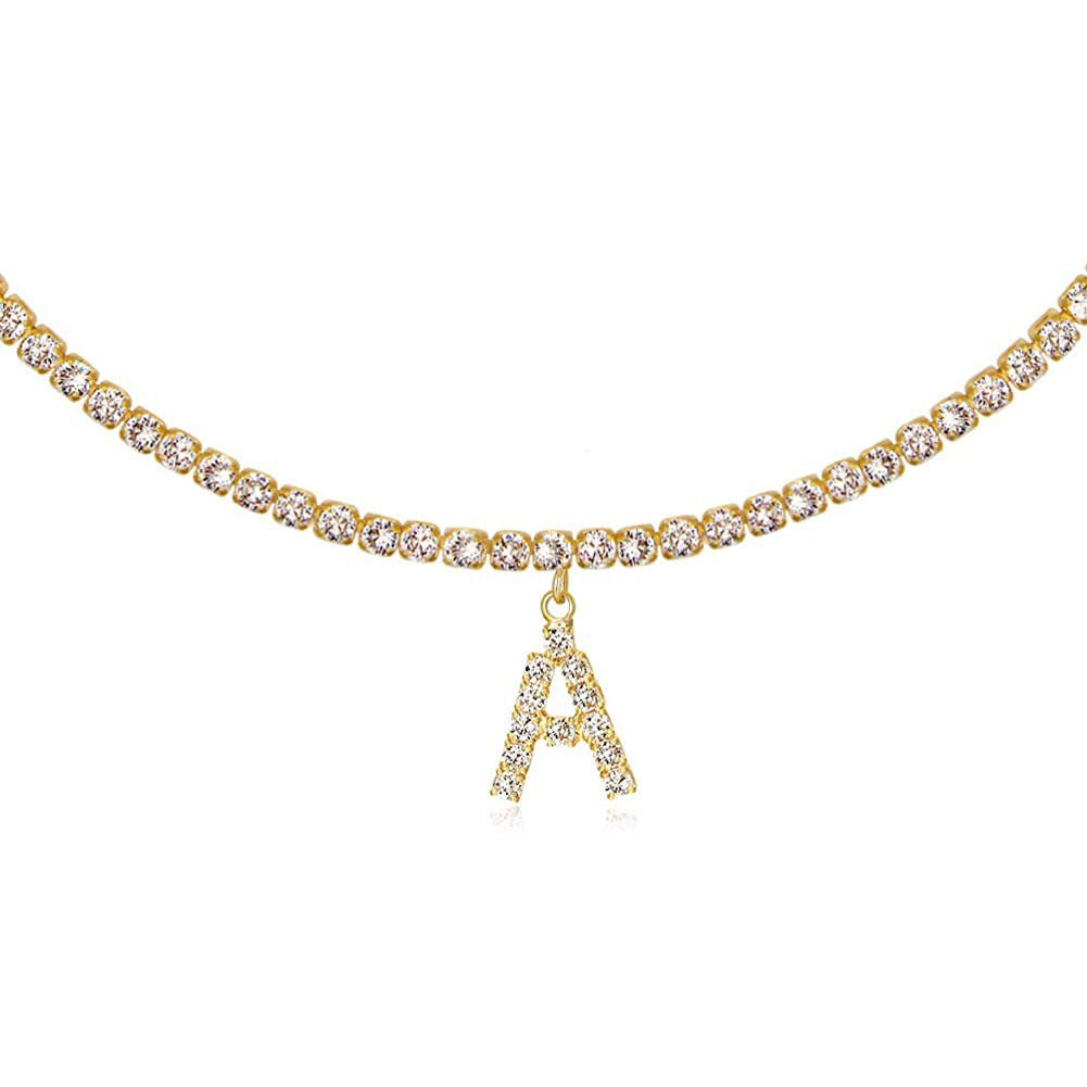 Diamond Letters Necklace Jewelry