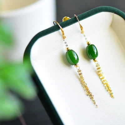 Oval Spinach Earrings