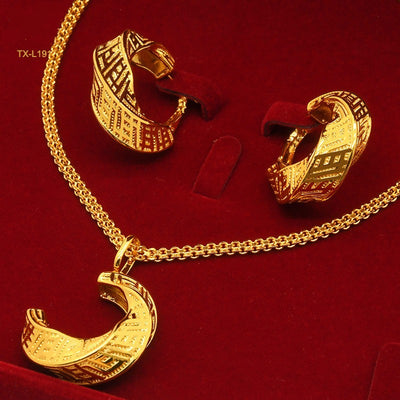 Gold  Necklace Earrings