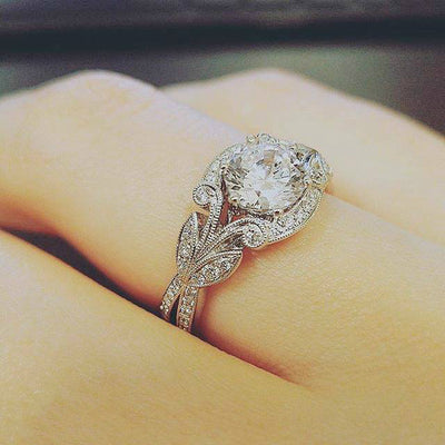 Diamond Tree Leaf Engagement Rings