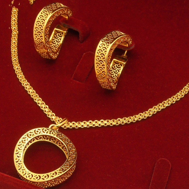 Gold  Necklace Earrings