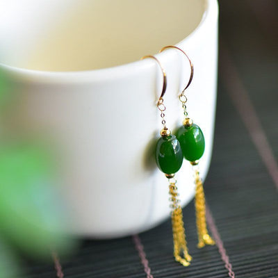 Oval Spinach Earrings