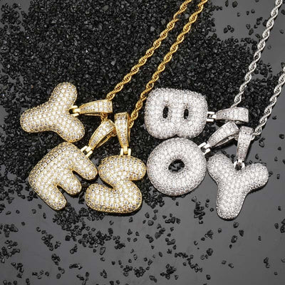 Silver Bubble Letters Necklaces