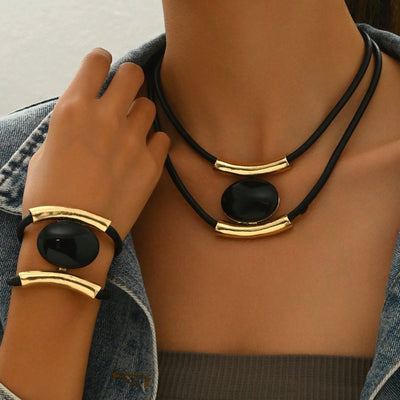 black and gold jewelry sets