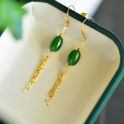 Oval Spinach Earrings