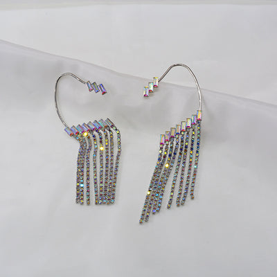 rhinestone tassel drop earrings