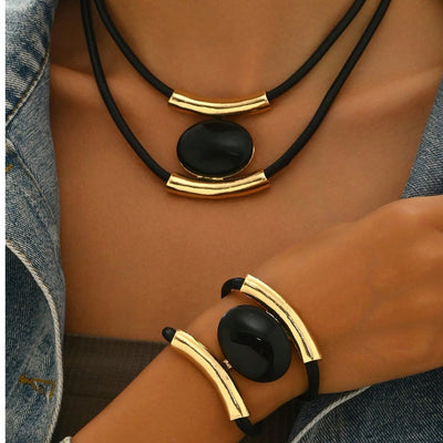 black and gold jewelry sets